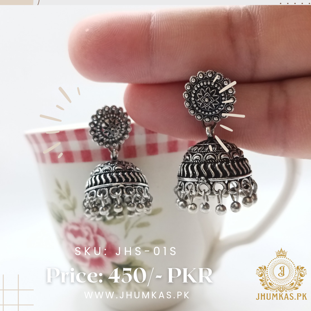 Traditional Oxidized Jhumki Earrings for Women – Antique Finish – Lightweight & Elegant
