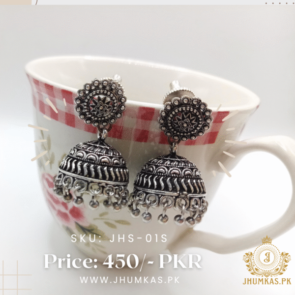Traditional Oxidized Jhumki Earrings for Women – Antique Finish – Lightweight & Elegant - Image 2