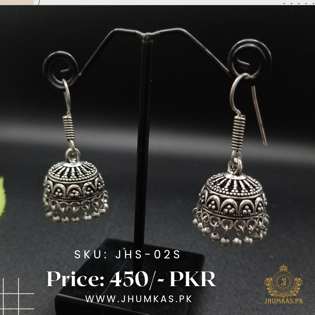 German Silver Jhumki Earrings – Traditional Oxidized Earrings