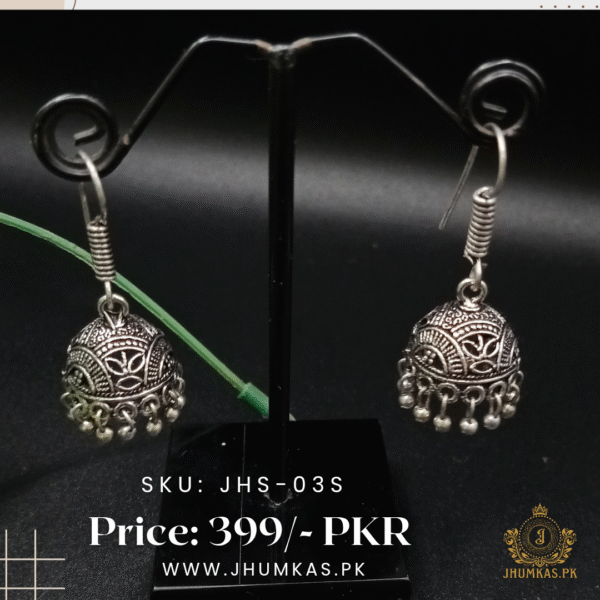 German Silver Jhumki Earrings – Traditional Oxidized