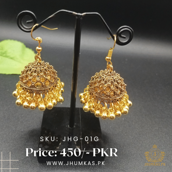 Small Golden Jhumka Earrings – Lightweight Party Wear Jewelry