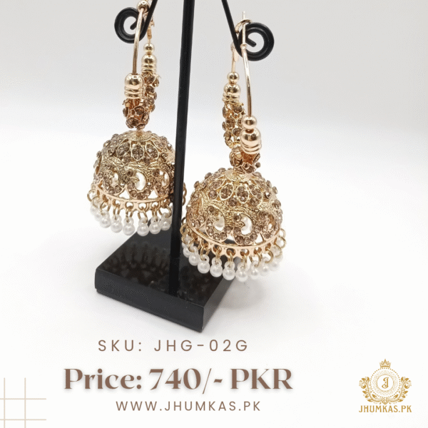 Fancy Bridal Jhumka – Elegant Gold-Plated Earrings for Wedding Wear - Image 3