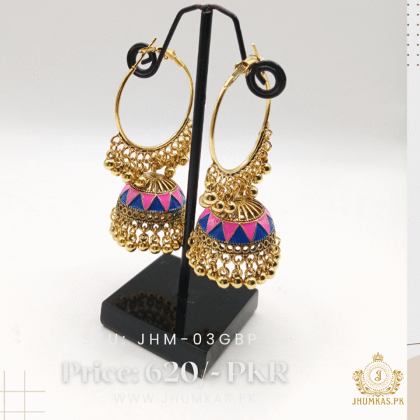 Party Wear Bali Jhumka in Golden Base