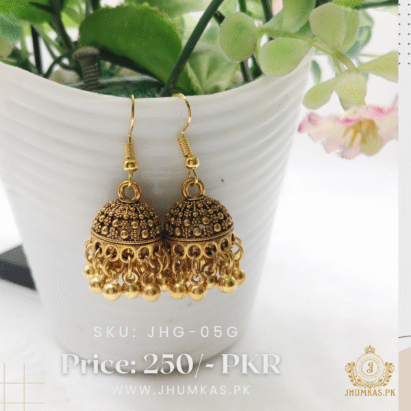 Small Antique Golden Jhumki Earrings – Traditional Style at Just Rs. 250