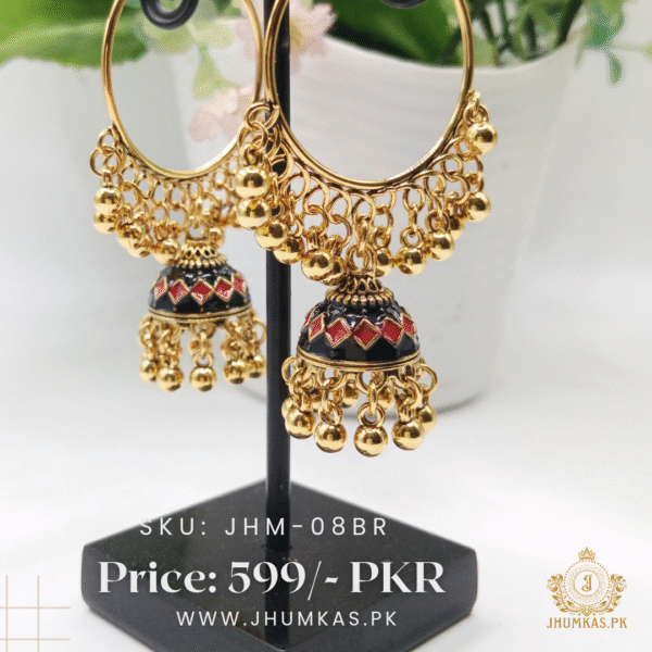 Party Wear Bali Jhumkas in Golden Base