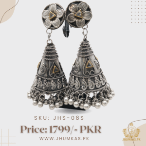 Light Weight Oxidized Big Size Jhumka In Cone Shape