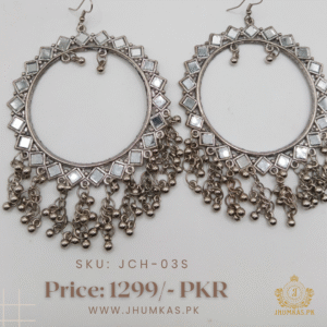 Oxidized Hoop Earrings with Mirror – Elegant Ethnic Style
