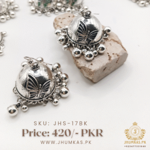 Silver Jhumka Earrings With Butterfly