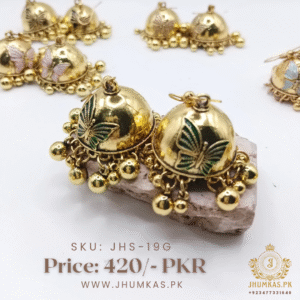 Golden Jhumka Earrings With Butterfly