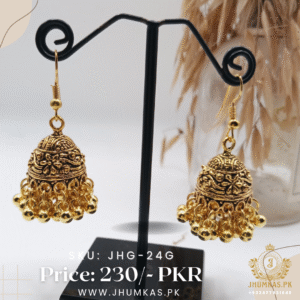 Small Golden Jhumki Earrings – Elegant Traditional Style