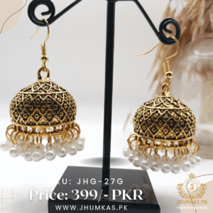 Antique Golden Jhumka Earrings – Traditional Ethnic Jewelry for Women