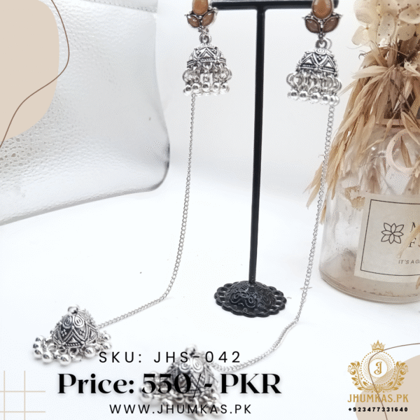 Silver Sahara Jhumka Earrings - Image 3