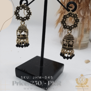 Oxidized Dome Jhumka Earrings.