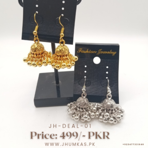 Deal Of Traditional Jhumka Earrings – Silver & Gold Colors