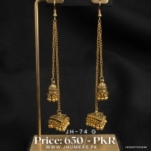 Chain Long Kashmiri Jhumka Earrings – Traditional Ethnic Hanging Jewellery