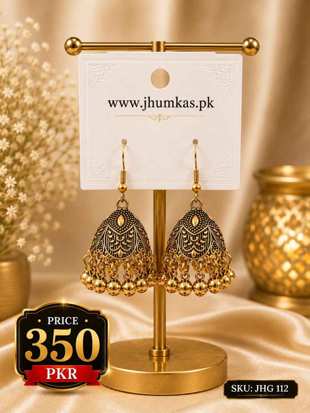 Silver & Golden Small Dome Design Jhumki