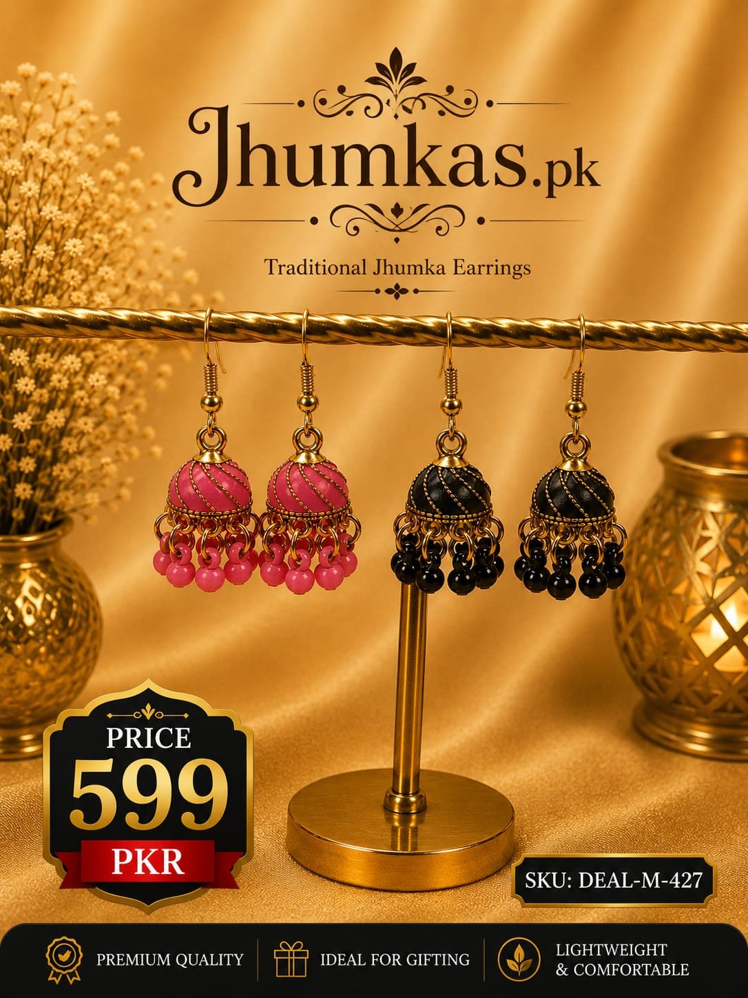 Small Painted Colorful Jhumkas Deal of 2 - Image 2