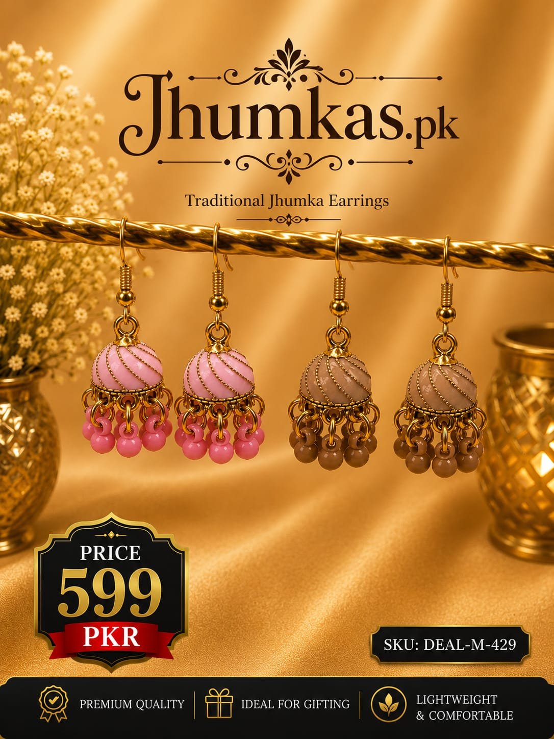 Small Painted Colorful Jhumkas Deal of 2 - Image 4