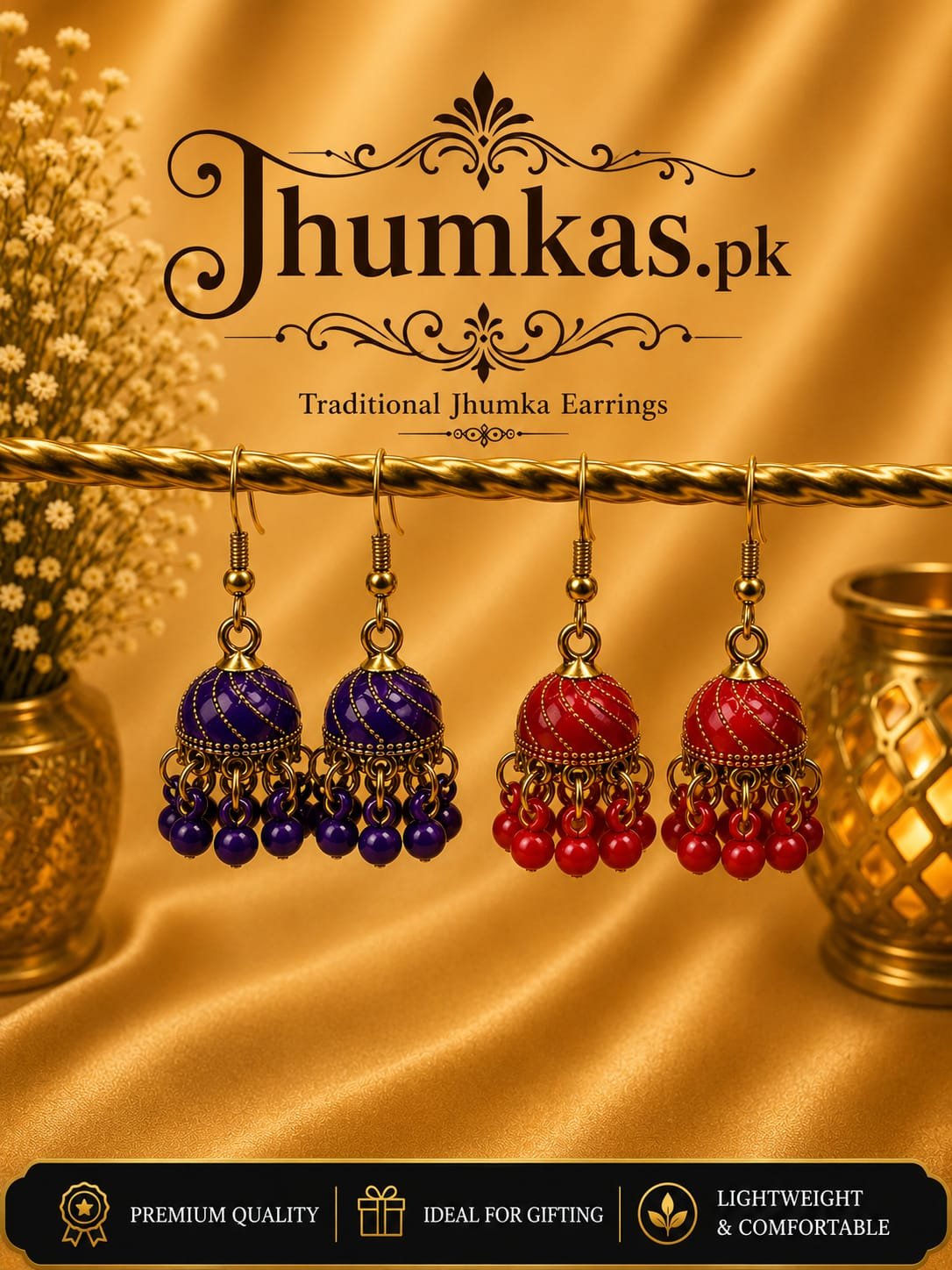 Small Painted Colorful Jhumkas Deal of 2 - Image 3