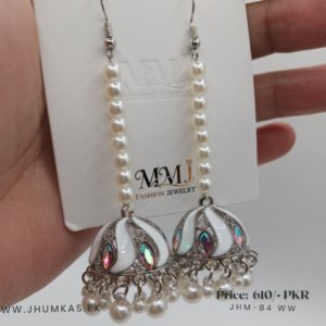 White Kashmiri Jhumka Earrings