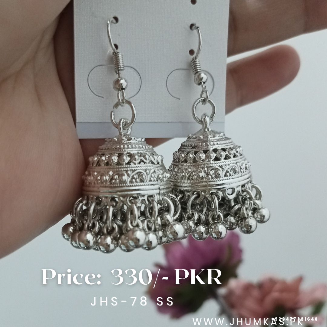 Kashmiri Silver & Golden Small Jhumki - Image 2