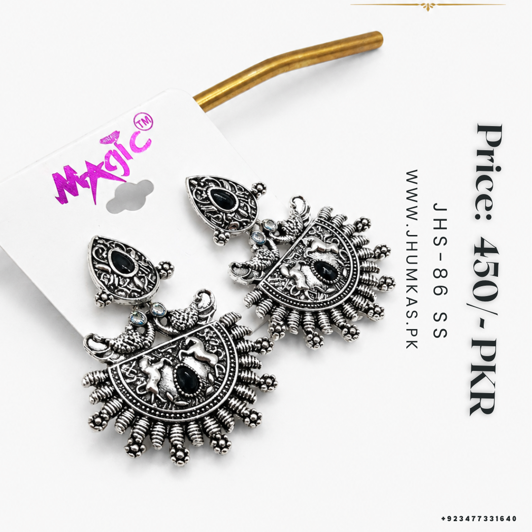 Black Stone Chandbali Earrings