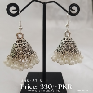 Silver Jhumka Design With White Pearls