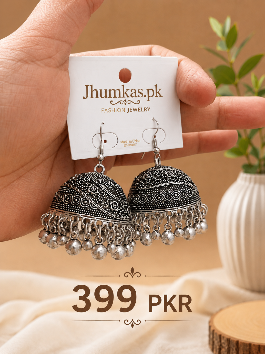 Classic Silver Jhumka Earrings