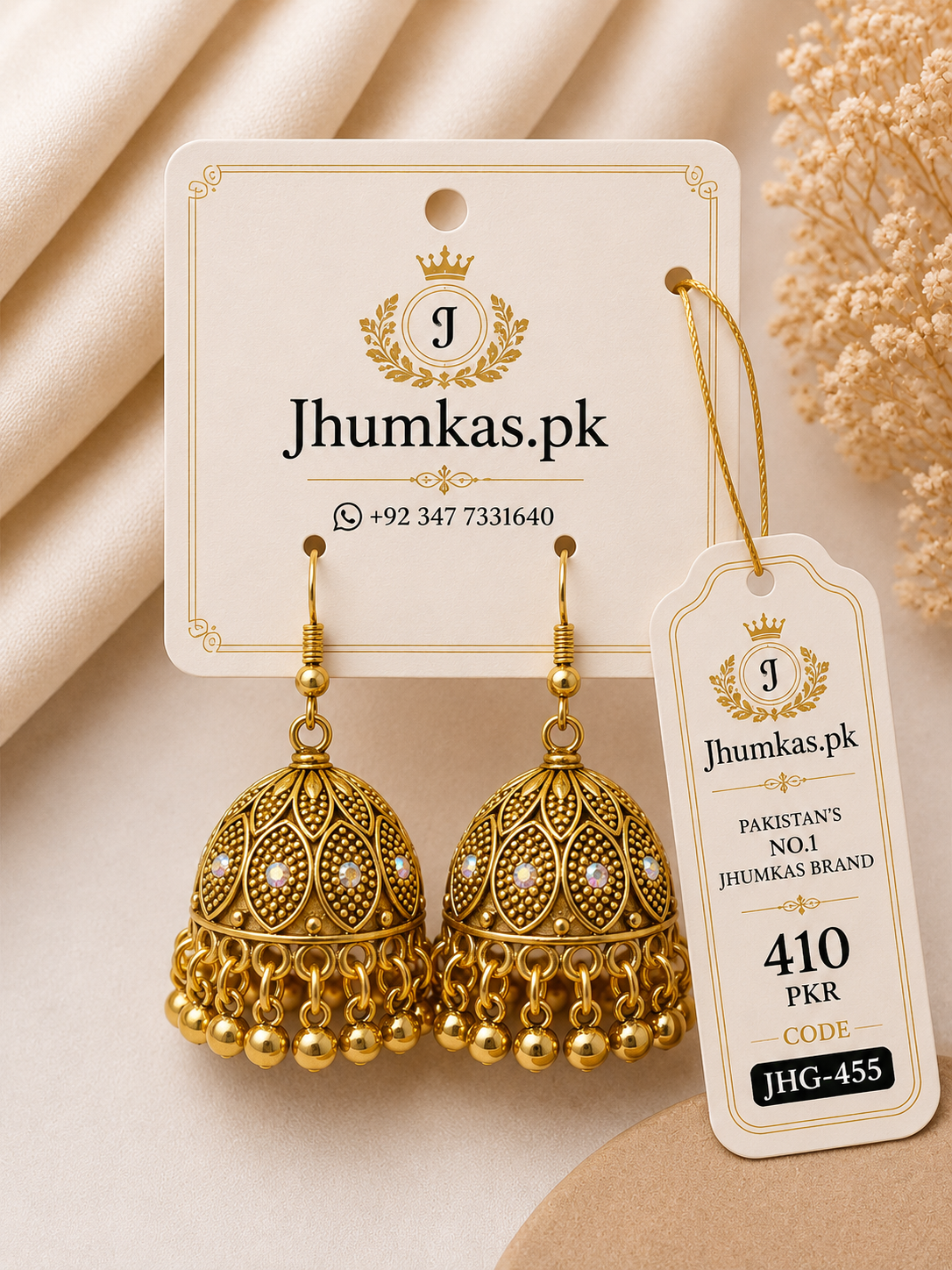 Classic Silver & Golden Jhumka Earrings