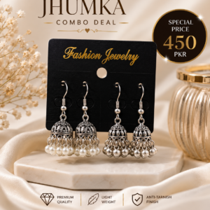 Silver Oxidized Jhumka Earrings Combo Deal for Women