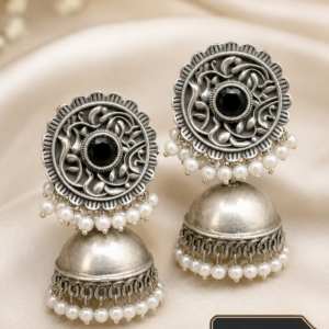Oxidized Jhumka Earrings Antique Design